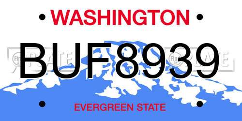 BUF8939 Washington License Plate