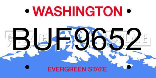 BUF9652 Washington License Plate