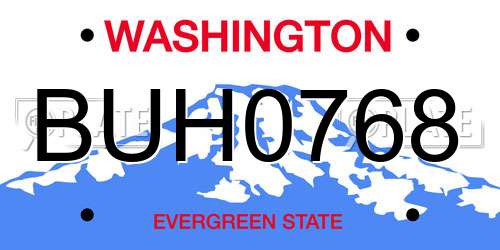 BUH0768 Washington License Plate