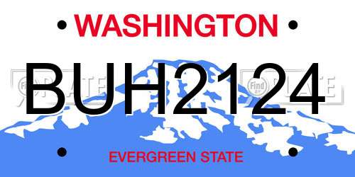 BUH2124 Washington License Plate
