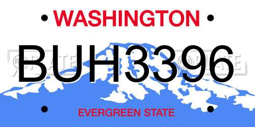 BUH3396 Washington License Plate