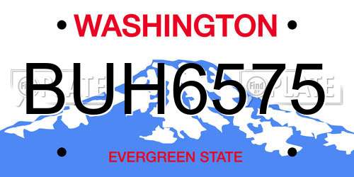 BUH6575 Washington License Plate