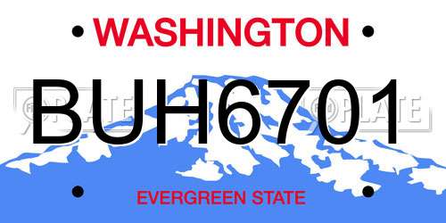 BUH6701 Washington License Plate