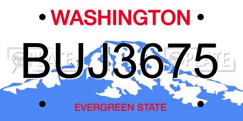 BUJ3675 Washington License Plate