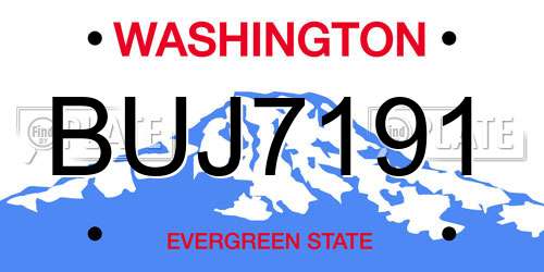 BUJ7191 Washington License Plate
