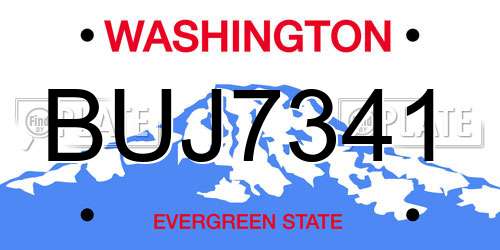 BUJ7341 Washington License Plate