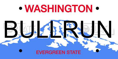 BULLRUN Washington License Plate