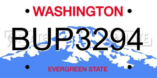 BUP3294 Washington License Plate