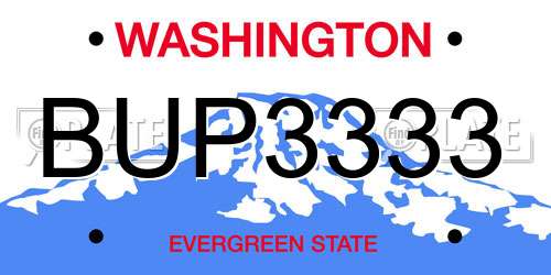BUP3333 Washington License Plate