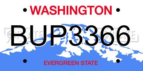 BUP3366 Washington License Plate