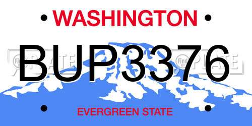 BUP3376 Washington License Plate