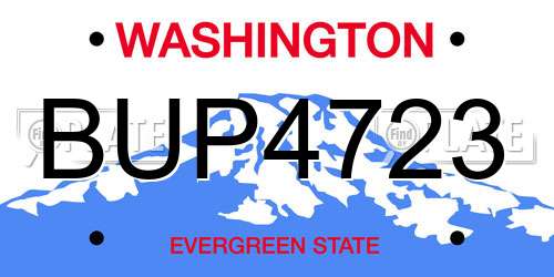 BUP4723 Washington License Plate