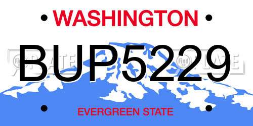 BUP5229 Washington License Plate
