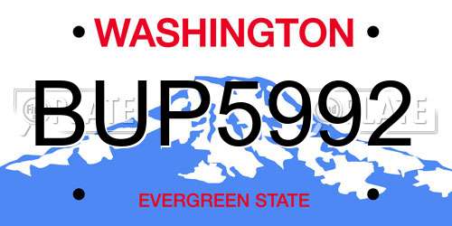BUP5992 Washington License Plate