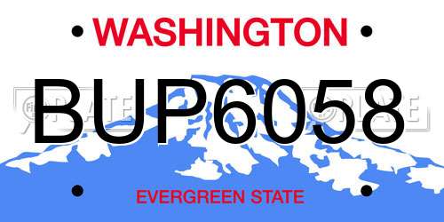 BUP6058 Washington License Plate
