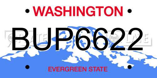 BUP6622 Washington License Plate