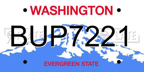 BUP7221 Washington License Plate