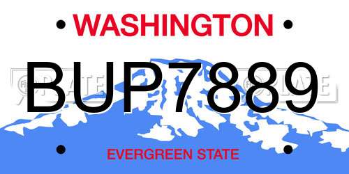BUP7889 Washington License Plate
