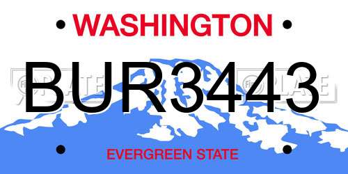 BUR3443 Washington License Plate
