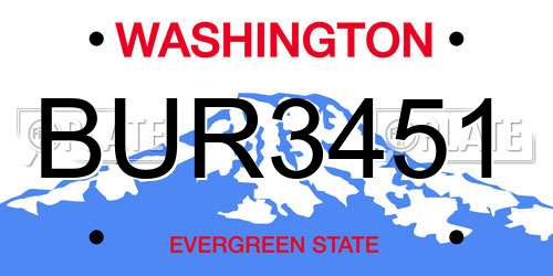 BUR3451 Washington License Plate