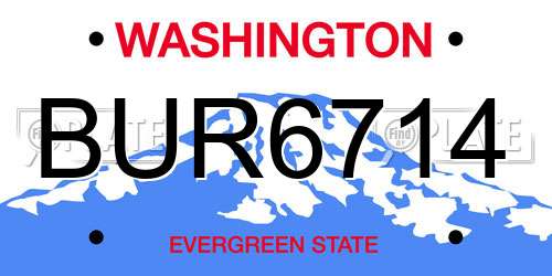 BUR6714 Washington License Plate