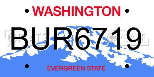 BUR6719 Washington License Plate