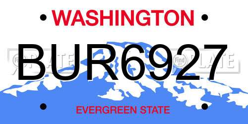 BUR6927 Washington License Plate