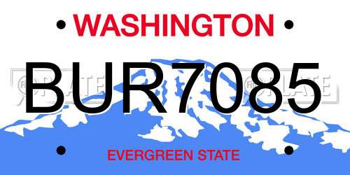 BUR7085 Washington License Plate