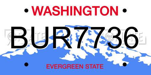 BUR7736 Washington License Plate