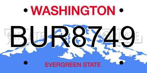 BUR8749 Washington License Plate