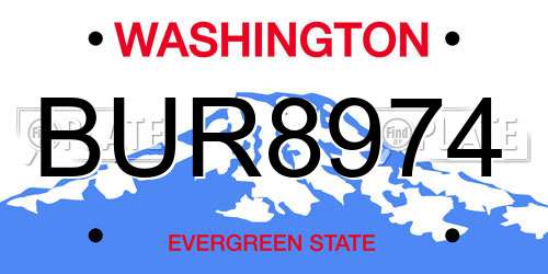 BUR8974 Washington License Plate