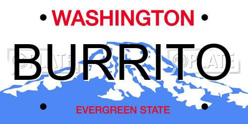 BURRITO Washington License Plate