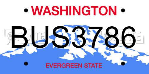 BUS3786 Washington License Plate