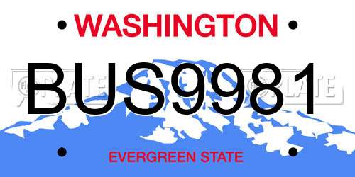 BUS9981 Washington License Plate
