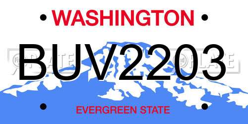 BUV2203 Washington License Plate