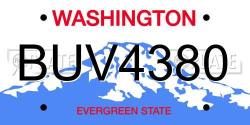BUV4380 Washington License Plate