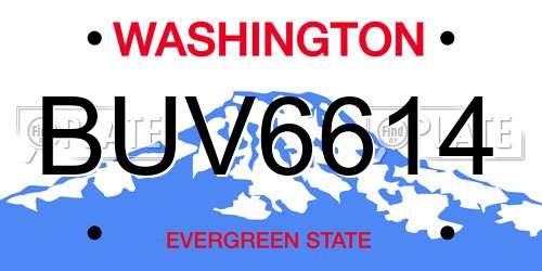 BUV6614 Washington License Plate