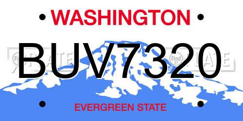BUV7320 Washington License Plate