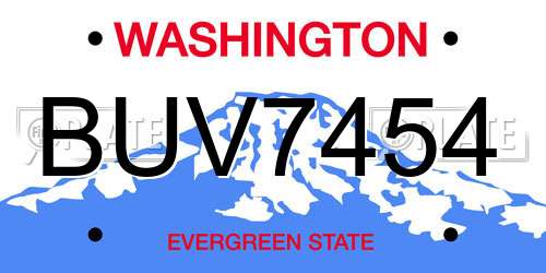 BUV7454 Washington License Plate