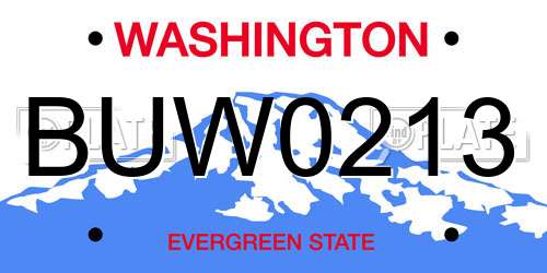 BUW0213 Washington License Plate