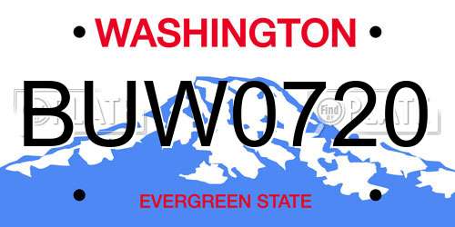 BUW0720 Washington License Plate