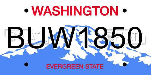 BUW1850 Washington License Plate