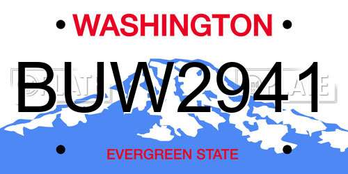 BUW2941 Washington License Plate