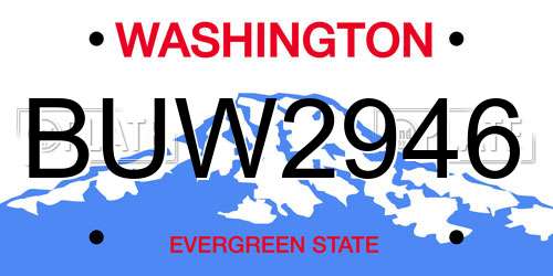 BUW2946 Washington License Plate