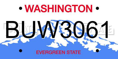 BUW3061 Washington License Plate