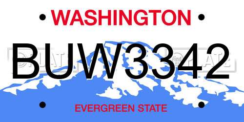 BUW3342 Washington License Plate