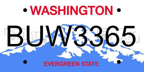 BUW3365 Washington License Plate