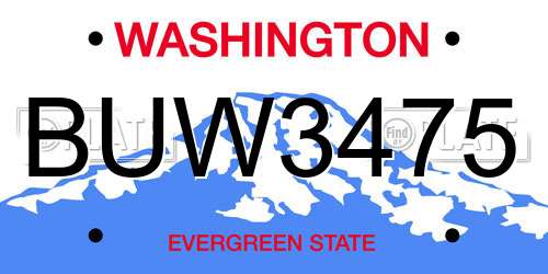 BUW3475 Washington License Plate