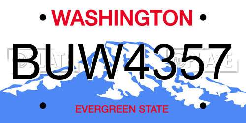 BUW4357 Washington License Plate