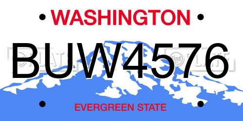 BUW4576 Washington License Plate
